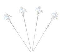 Healvian 4 Piezas horquilla de luna horquilla hanfu hair bun stick accesorios para el cabello hanfu accesorios chinos para el cabello tradicional pinza de pelo chino Silver