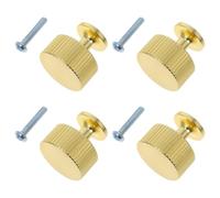 Healvian 4 Piezas Pomo de Armario Redondo Dorado de Aluminio, Pomo para Gabinete y Aparador, Estilo Moderno, Fácil Instalación, para Cocina, Baño y Dormitorio