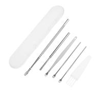 Healvian 4 Sets Kit para Eliminar la Cera del Oído, Cucharas de Acero Inoxidable para Limpieza del Oído, Herramienta Portátil para Adultos y Niños