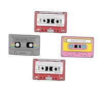Healvian 4piezas Broches Retro Cassette Pins Cartoon Alfileres Solapa Para Mujer y Niña Decoración Ropa Vintage