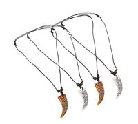 Healvian 4piezas Collar de Resina con Patrón de Código Joyería de Moda para Uso Diario Colgante de Diente Falso Unisex Cordón Ajustable