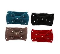 Healvian 4piezas De Mujer Lazo De Perlas Cinta De Pelo De Punto Para Invierno Accesorios De Moda Para Actividades y