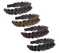 Healvian 4piezas Diadema De Cabello Sintético Diseño De Trenzas Diadema Para Peluca Diario y Festivo
