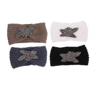 Healvian 4piezas Diadema De Punto Banda Cabello Para Mujer Diademas Cálidas y Elegantes Gemas Accesorio Cabello Para Exteriores