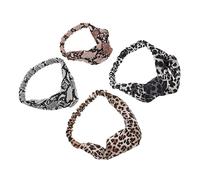 Healvian 4piezas Diadema de Yoga Elástica para Niña Cruzada y Sencilla para Yoga Lavado de Cara y Maquillaje