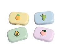 Healvian 4piezas Estuches De Lentes De Contacto Forma De Fruta Colores Surtidos Abertura Doble Práctica para