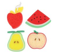 Healvian 4piezas Fruit Bath Sponges Eco-friendly Natural Wood Fiber Sponges for Kids for Home Bathing and Playtime Fun