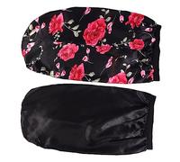 Healvian 4piezas Gorro De Satén Elástico Para Dormir Tapa Ancha y Larga Protector De Cabello Para Mujeres y Niñas Para Rizos y Trenzas Flores