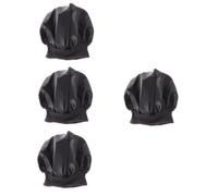 Healvian 4piezas Gorro De Sueño De Borde y Alta Resiliencia Color Negro Para Proteger Peinados y Mantener El Cabello Ordenado Mientras Duermes
