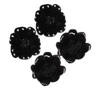 Healvian 4piezas Moño Para Cabello Adorno De Brillantes Accesorios De Pelo Para Danzar Enfermeras y Camareras Redecilla De Ballet Color Negro De Terciopelo
