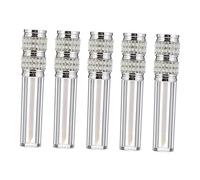 Healvian 5 piezas Botellas Pequeñas para Brillo de Labios con Diseño de Diamantes y Perlas de Unidades Plateadas Envases Vacíos para Brillo Aceite y Tinta Labial Portátiles para Viaje y