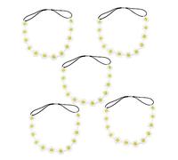 Healvian 5 Piezas Diadema Flor De Margarita Diadema Amarilla Accesorio Cabello De Mujer Para Niña Hermoso y Fresco