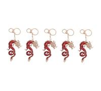 Healvian 5 Piezas encanto del zodiaco llave su Hola falso cómo modelo Colgante dragón China Colgante dragón cultural Anillos de cadena clave Accesorios de Keyring Dragon Chino aleación rojo