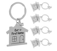 Healvian 5 Piezas Llavero Our First Home Acero Inoxidable Regalo Inauguración Casa Recuerdo Duradero Colgante para Llaves y Mochila