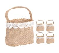 Healvian 5 Piezas Mini Cesta De Flores De Mano. Cesta De Pared Pequeña Mini Cesta De Lino Cesta De Pan De Ratán Pequeña Cesta Tejida Caja Escritorio Microescena El Plastico Bolsa De Dulces