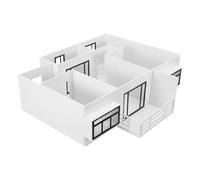Healvian 50 para Interiores, Conjunto de Diseño Vacío de Apartamento Pequeño C Dos Habitaciones, Sala, Cocina y Baño, Kit Completo de Materiales para Modelos de Mesa de Arena, Adecuado