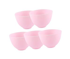 Healvian 5piezas Bowl Silicona Mezcla Mascarilla Facial Anticaída Diy Para Hogar Salón Herramienta Belleza Rosa Pequeño