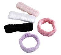 Healvian 5piezas Diademas De Maquillaje y Spa Para Mujeres Bandas Para Lavado De Cara Ajustables y Absorbentes Rosa Negro Rosa