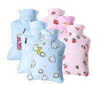 Healvian 6 Bolsas de Agua Caliente Pequeñas de PVC Diseños de Dibujos Animados Labios Rojos Plátano Fresa Taza Nube Gato Calentador de Manos Portátil para Hogar y Alivio de