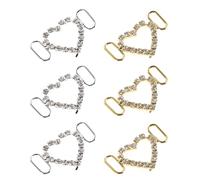 Healvian 6 Clips Decorativos para Cordones de Zapatos Dijes de Cristal Dorados y Plateados, Accesorios para Zapatillas y Botas, Hebillas Planas Brillantes para Personalizar