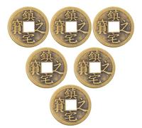 Healvian 6 Monedas Chinas de Latón para Decoración Función de Pulsera y Collar, Diseño Dorado Ligero Adecuado para Hogar y Oficina