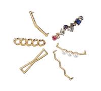 Healvian 6 Pares Hebillas de Cordones de Aleación Antideslizantes para Zapatos Pack Diseño Creativo V Lazo Cadena Perlas Gemas Accesorios Prácticos para Manualidades y de Correas de Bolso