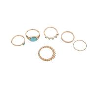 Healvian 6 Piezas Anillos Vintage Turquesa para Mujer Juego de Anillos Apilables Boho con Ovalada Diseño Occidental y Estilo Retro para Look Statement