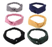 Healvian 6 piezas Diademas Anchas Cruzadas Elásticas para Mujer Bandas de Pelo de Algodón Trenzado Cómodas y Flexibles Colores Surtidos para Diario y Deporte