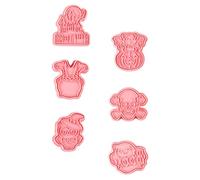 Healvian 6 Piezas Moldes para Galletas DIY de Halloween en Pp Rosa, Antióxido y Rápido para Formar, Ideales para Repostería Casera y Chocolate Creativo