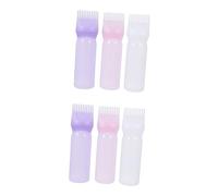 Healvian 6piezas Botellas Aplicadoras De Tinte Peine De Raíz y Escala Graduada Botella Portátil Para Teñir Cabello