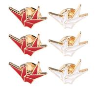 Healvian 6piezas Broche Mil Grullas Broche de Grúa de Origami de Aleación Adorno Decorativo para Mochilas Bolsos y Suéteres