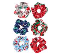 Healvian 6piezas Bucle de Colon de Franela Navideño Coleteros Elásticos Cabello Gomas Pelo de Mujer para Fiestas de Navidad