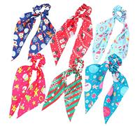 Healvian 6piezas Diadema Navideña Coletero Lazo Mujer Coletero Cinta de Extensión Larga Banda de Pelo Lazo Navideño