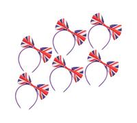 Healvian 6piezas Tocados Lazo Diadema Bandera Reino Unido Accesorios Cabello Fútbol Fiesta