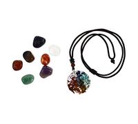 Healvian 7 Cristales de Piedras de Chakra Y Collar de Piedras de Curación Cristales de Energía de Chakra Péndulo para Meditación de Yoga Suministros de Zen Reiki