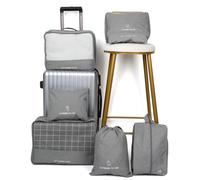 Healvian 7 Piezas Cubos de Embalaje Plegables Organizador Maleta Viaje Multifuncional Bolsas para Ropa Zapatos Accesorios Equipaje Gris Conjunto Completo