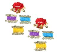 Healvian 8 Piezas Brazaletes Boho con Monedas para Danza del Vientre Mujer Pulseras y Tobilleras Elásticas para Bailarinas de Colores Vivos para Espectáculos Fiestas y Navidad