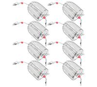 Healvian 8 Piezas Jaula de Cebo de Pesca de Acero Inoxidable Roja para | Liberación Fácil del Cebo, Rendimiento Resistente, Uso Robusto y Portátil, para Aficionados Pesca