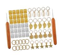 Healvian 82 Piezas Puños De Rastas Anillos De Pelo De Oro Para Joyas De Rastas Ganchos De Crochet Para Rastas Cuentas De Rastas De Aluminio Manguitos De Pelo Para Bambú