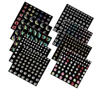 Healvian 9 Hojas diamantes de imitación faciales cara de diamantes de imitación joya de uñas decoración fiesta accesorios fiesta gemas de uñas pegatinas de uñas gemas para el cabello Cuerpo