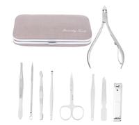 Healvian 9piezas Cortaúñas De Inoxidable Estuche Kit De Manicura Multifuncional Para Cuidado Personal y Pedicura Casa