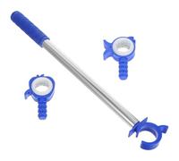 Healvian Abridor de Ventana Telescópico de 3 Piezas Barra de Extensión Ajustable de Aluminio Anodizado Plateado, Gancho Azul para Cortinas y Postes para Apertura en Dormitorios, Cocinas