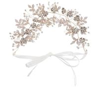 Healvian Accesorios Cabello De Novia Tocado Floral De Novia Dorado Joya Gemas De Imitación Para Boda y Graduación Diseño Elegante Para Recogido