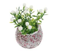 Healvian Adorno Creativo para Tablero de Coche Gemas de Imitación, Pequeño Bonsái Portátil, Decoración para Consola Central en Color Rosa, Accesorio Estable y Resistente para Interior