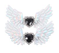 Healvian Adornos de Ángel para Zapatos Góticos, Clips Decorativos de Metal Plateado Alas, Hebillas Brillantes para Calzado Lolita, Accesorios para Mujer, Fiesta y Cosplay, Tamaño Único