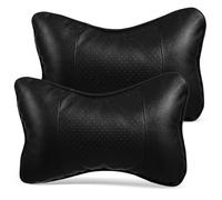 Healvian Almohadas Cervicales para Coche 2 Piezas Negras, Cojín Ergonómico para Cuello Forma de Hueso, Transpirable y Suave, Soporte para Reposacabezas, Reposacabezas para Viaje y Uso