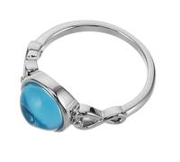 Healvian Anillo de Compromiso para Mujer Talla 6 Anillo Vintage de Piedra Lunar Vidrio Azul Marino y Paladio Blanco Joyería Elegante para Bodas y Promesas Versátil