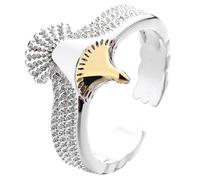 Healvian Anillo De Dedo Vintage De Águila Abierto Punk Unisex, Metal Plata Blanca, Ajustable Para Mujer y Hombre, Joyería Rebelde Para Uso Diario y Eventos Obsequios