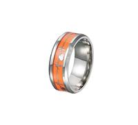Healvian Anillo de Pareja Noctilucente Unisex Electrocardiografía Acero Inoxidable Diseño Elegante 8 para Bodas y