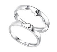 Healvian Anillos De Pareja Sol y Luna Abiertos Ajustables Anillo Luna Sol Para Parejas Obsequio Aniversario